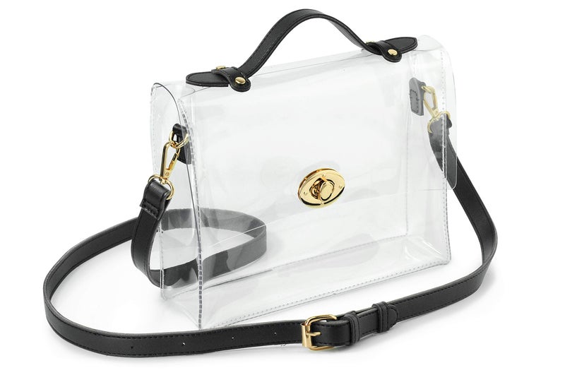 Hoxis Clear Bag with Turn Lock Closure Women's Cross Body Handbags Stadium Approved (Black) - Image 2